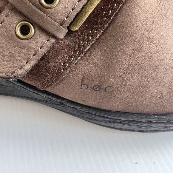 BOC Born Women's Sz 8 Brown Leather Slip On Clogs 2" Wedge Mules Y2K Buckle - Picture 4 of 12